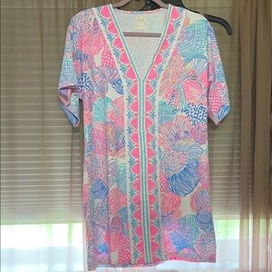 Lilly Pulitzer Pink and Blue Floral Swim Cover-Up